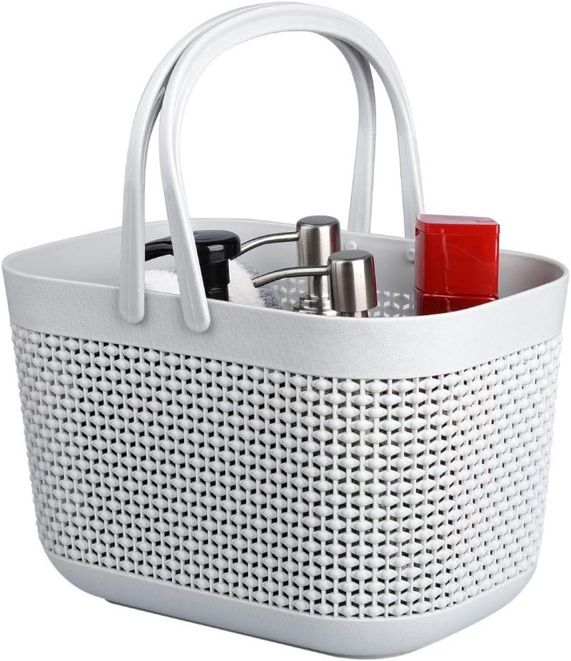 UUJOLY Plastic Organizer Storage Baskets with Handles, Shower Caddy Bins Organizer for Bathroom and kitchen（Grey - Image 1