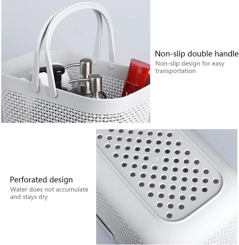 UUJOLY Plastic Organizer Storage Baskets with Handles, Shower Caddy Bins Organizer for Bathroom and kitchen（Grey - Image 2