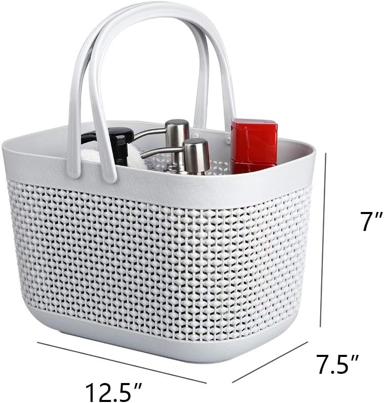UUJOLY Plastic Organizer Storage Baskets with Handles, Shower Caddy Bins Organizer for Bathroom and kitchen（Grey - Image 4