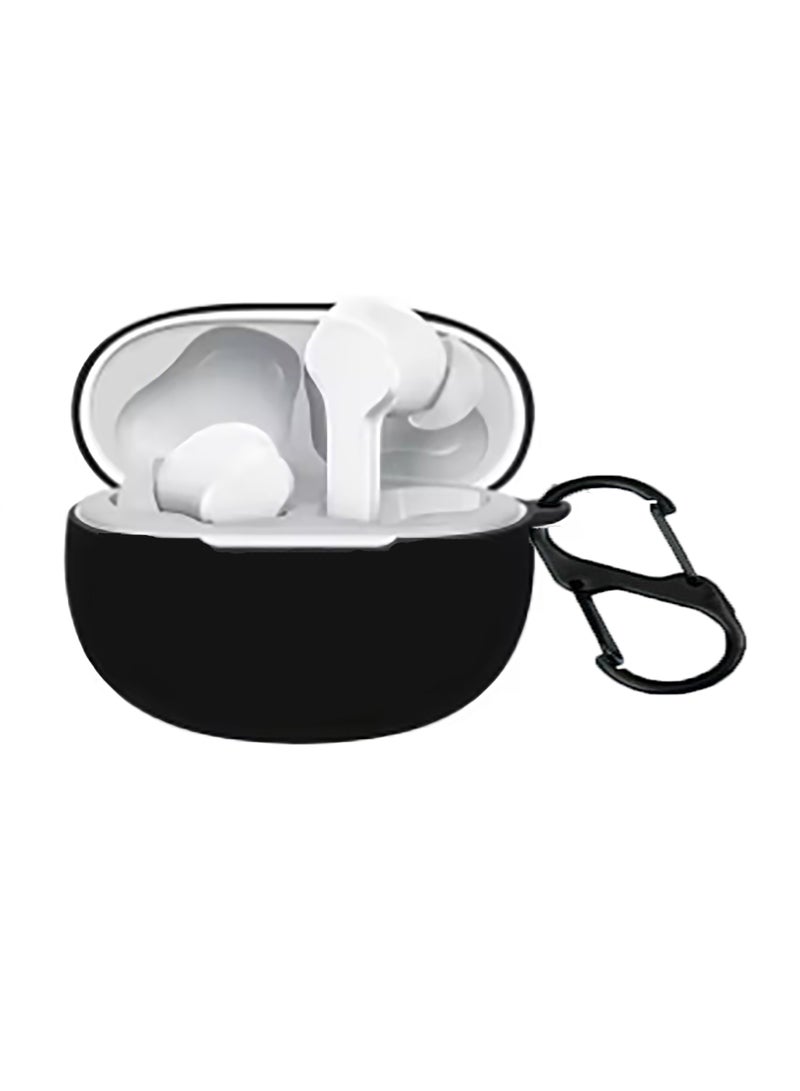 Silicone Protective Case for Realme Buds T110 with Keychain Cover (Black) - Image 1