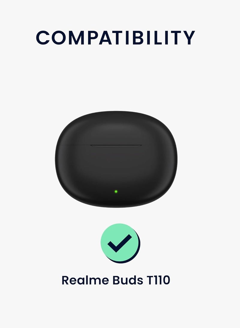 Silicone Protective Case for Realme Buds T110 with Keychain Cover (Black) - Image 2