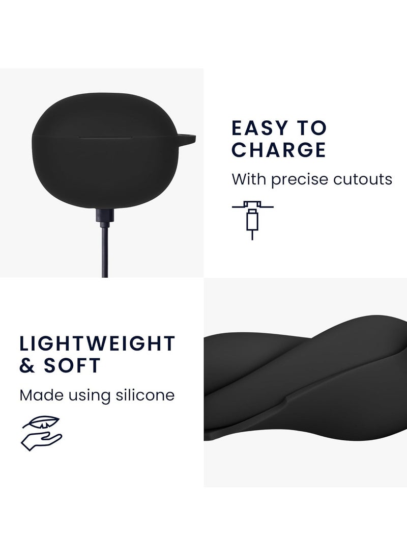 Silicone Protective Case for Realme Buds T110 with Keychain Cover (Black) - Image 4