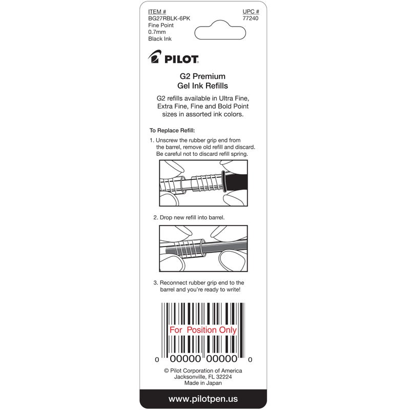 PILOT بايلوت، إعادة تعبئة حبر جل G2، نقطة رفيعة 0.7 مم، أسود، عبوة من 2 - Image 5