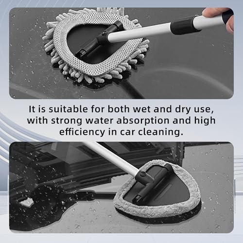 Alieemo Car Windshield Cleaner, Microfiber Vehicles Window Cleaning Tool with 3PCS Reusable Cloth Pads, Automotive Washing Interior ＆ Exterior Glass Supplies Accessories, Universal Fit (Triangle) - Image 3