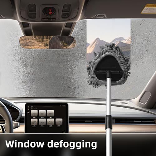 Alieemo Car Windshield Cleaner, Microfiber Vehicles Window Cleaning Tool with 3PCS Reusable Cloth Pads, Automotive Washing Interior ＆ Exterior Glass Supplies Accessories, Universal Fit (Triangle) - Image 4