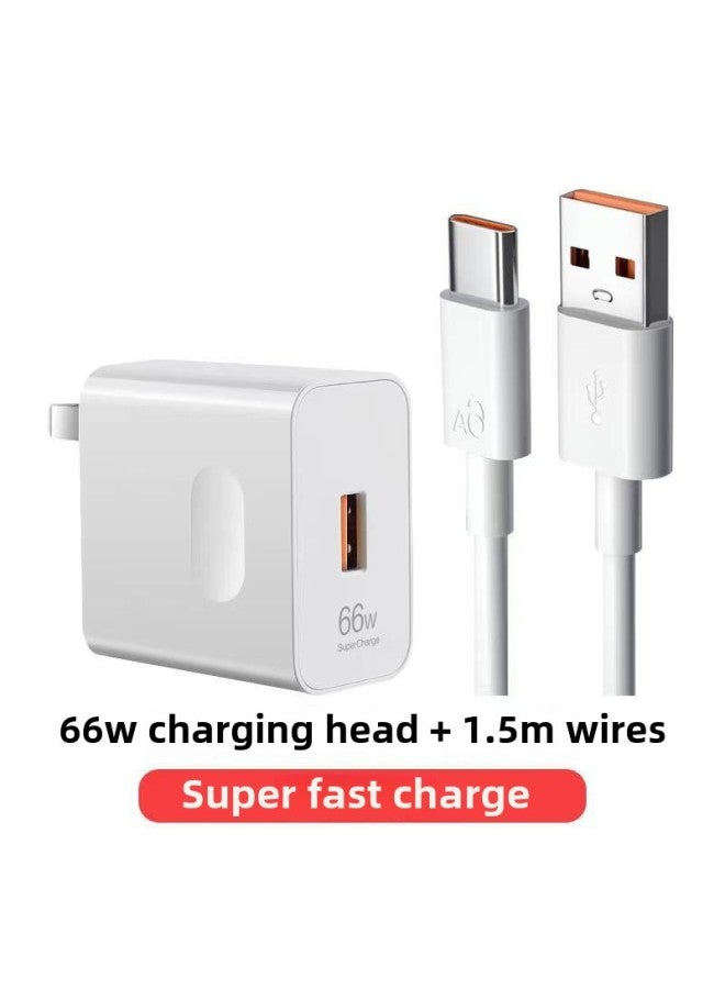 Applicable Glory X40GT Charger X40GT Charging Line Out Data Line Glory X40GT Charging Head-Color:66w Fast Charging Head + 6a Cable 1.5m Special For Honor X40gt Mobile Phones  - Image 1