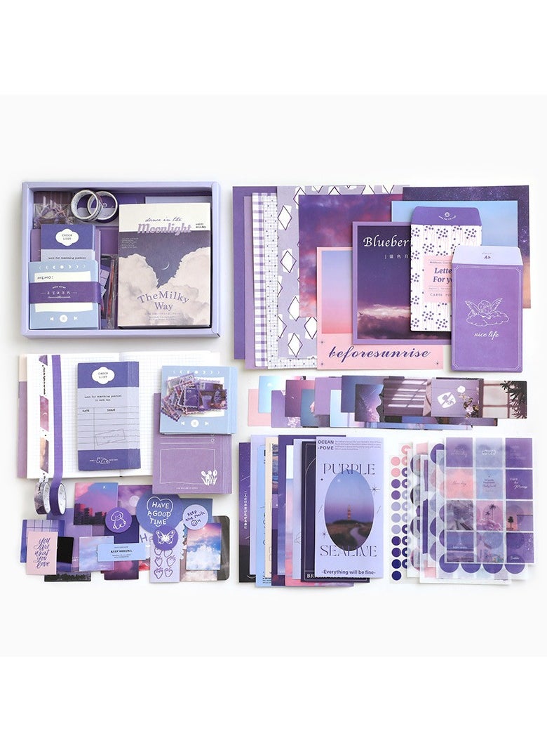 D&L Scrapbook Supplies Kit For Art Diary Trash Diary Sunset Vintage Diary Supplies Aesthetic Scrapbook Sticker Craft Kit With A6 Grid Notebook DIY Scrapbook Journal Kit Set Gifts For Girls  - Image 1