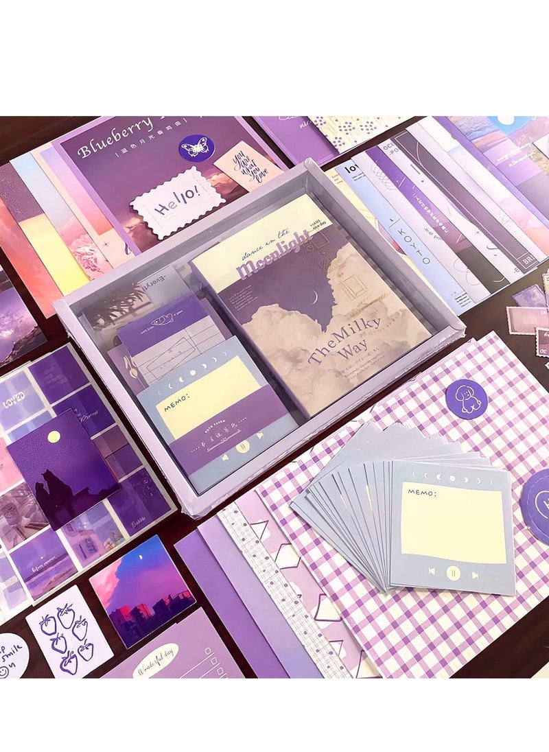 D&L Scrapbook Supplies Kit For Art Diary Trash Diary Sunset Vintage Diary Supplies Aesthetic Scrapbook Sticker Craft Kit With A6 Grid Notebook DIY Scrapbook Journal Kit Set Gifts For Girls  - Image 3