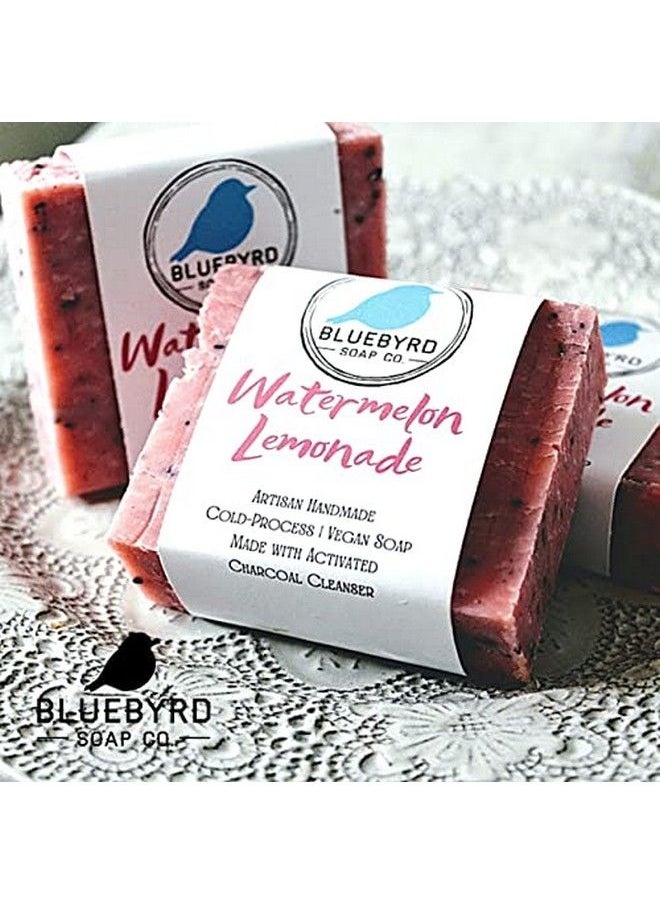 BLUEBYRD SOAP CO. Watermelon Lemonade Soap Bar Usa Handmade Soap Bar For Kids Made With Natural Ingredients Kaolin Clay Aloe Vera & Activated Charcoal Fun Scented Kids & Teens Bath Soaps (Watermelon)  - Image 3