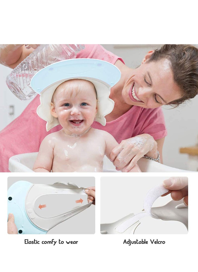 SYOSI - Baby Shower Cap Baby Shower Cap Visor with Ear Protection for Bathing Washing Hair, Soft Hat Adjustable Waterproof Shampoo Shower Cap for Toddler, Kids, Girls, Boys, Children Frog Blue - Image 1