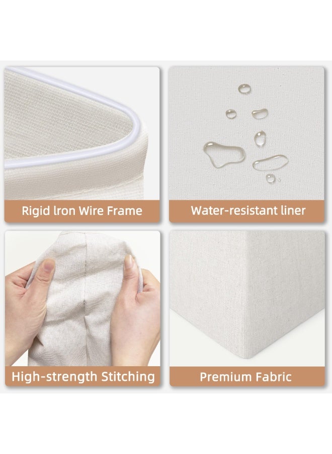 2-Pack Large Laundry Hamper, 80L (21.1 Gal) Collapsible Laundry Basket with Bamboo Handles, Freestanding Waterproof Clothes Hamper for Laundry Room, Bedroom, Dorm, Towels, Toys, Beige - Image 4