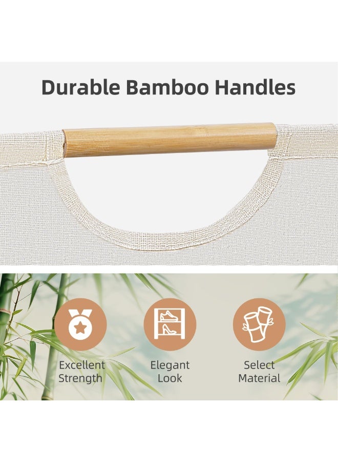 2-Pack Large Laundry Hamper, 80L (21.1 Gal) Collapsible Laundry Basket with Bamboo Handles, Freestanding Waterproof Clothes Hamper for Laundry Room, Bedroom, Dorm, Towels, Toys, Beige - Image 2