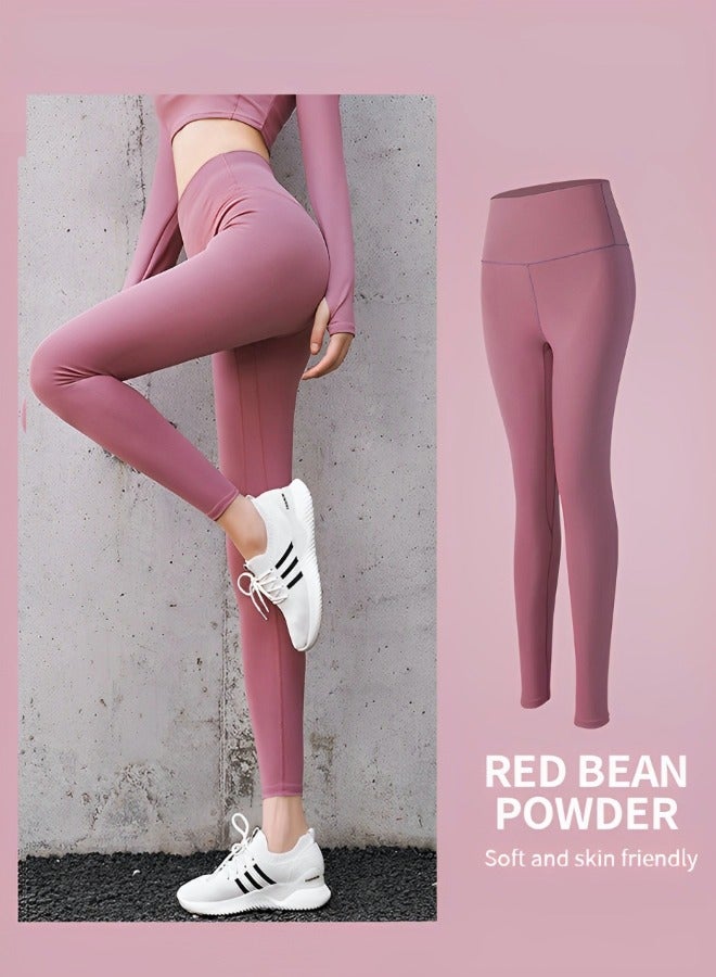 GROIC Women's 2 Piece Tracksuit Workout Outfits Workout Sets, High Waist Leggings and Short Sleeve Yoga Active-wear Matching Gym Clothing Set Pink Size M  - Image 4