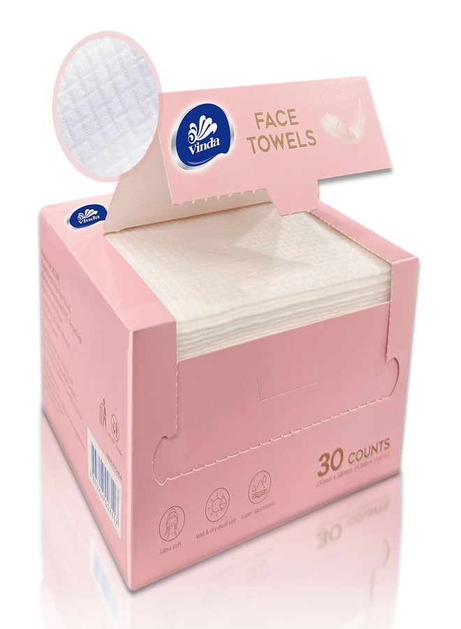 Vinda Clean Face Towels, Disposable, XL Facial Towels, 30 Count - Thick 100% Rayon Fabric Dry Wipes for Sensitive Skin & Makeup Removal - Image 1