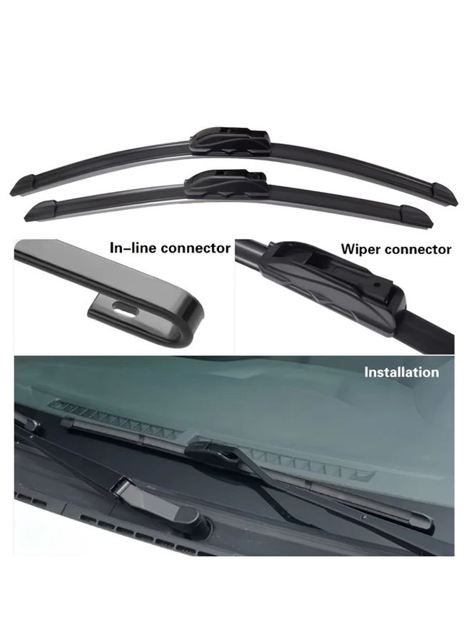 Front and Rear Windshield Wipers for Nissan Rogue 2 2014 2022 Silicone Frameless Wiper Blades 3pcs Set Front and Rear Windows - Image 3