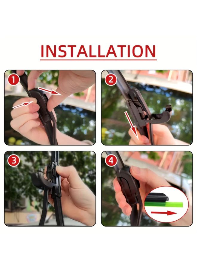 Front and Rear Windshield Wipers for Nissan Rogue 2 2014 2022 Silicone Frameless Wiper Blades 3pcs Set Front and Rear Windows - Image 5