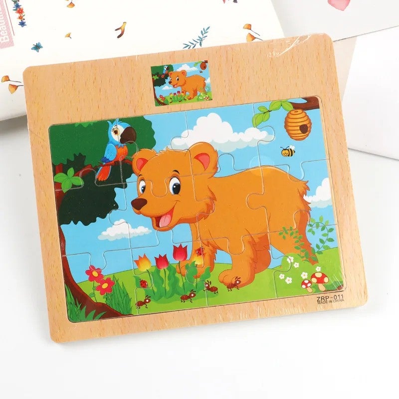 Bluejw 12 Pieces   Trending Kids  Baby  Wooden Intelligent Toys for Boys and Girls Learning  Brain Puzzle Game - Image 1