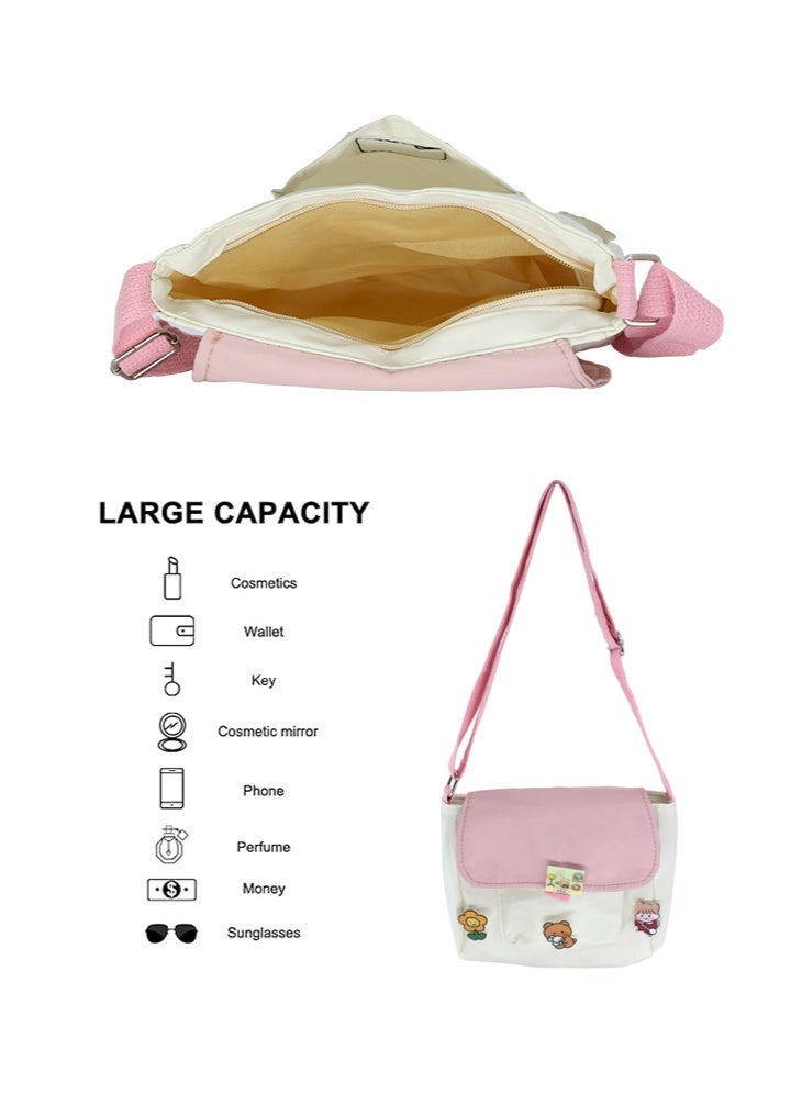 حقيبة كتف لطيفة للفتيات، حقيبة كروس وحقيبة جانبية وحقيبة حمل مع شارة سحرية للطلاب، حقيبة يد من القماش وحقيبة ساعي وحقائب صغيرة وحقيبة سياحية وحقيبة هاتف للمراهقين والشباب - Image 3