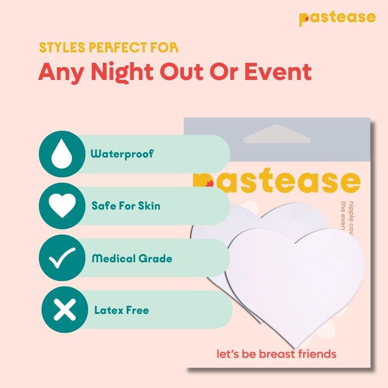 PASTEASE Store Heart Pasties - Matte White Heart Nipple Covers for Festivals, Raves, & Lingerie | Halloween Accessory | Latex Free & Made in USA (Matte White Heart) - Image 3