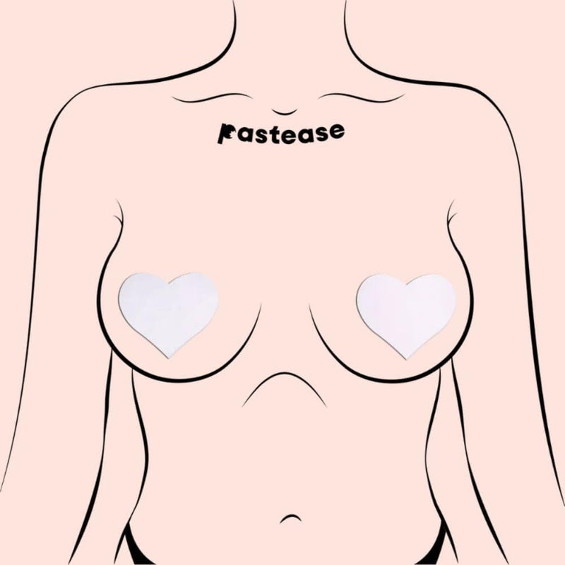 PASTEASE Store Heart Pasties - Matte White Heart Nipple Covers for Festivals, Raves, & Lingerie | Halloween Accessory | Latex Free & Made in USA (Matte White Heart) - Image 2