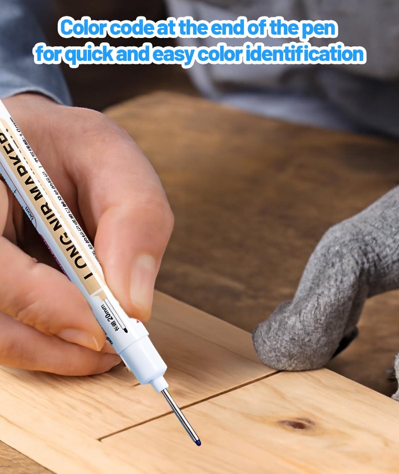 RupeeRise 3 Pcs Marker Pen Permanent, Tracer Marker Pen for Woodworking, Carpenter Pencil with Long Nib for Precision Marking in Hard-to-Reach Areas, Industrial and Automotive Use - Image 4