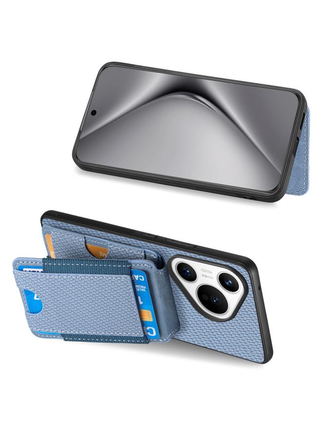 زبون جراب هاتف Huawei Pura 70 Pro+ مصنوع من ألياف الكربون مع حامل عمودي قابل للطي - Image 5