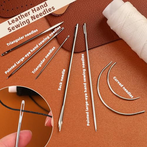Ftyiwu Waxed Thread, Upholstery Needle and Thread 32 Yards with 7PCS Hand Sewing Needles for Home Upholstery Carpet Canvas Repair Leather Sewing (Dark Gray) - Image 3