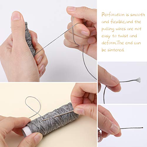 Ftyiwu Waxed Thread, Upholstery Needle and Thread 32 Yards with 7PCS Hand Sewing Needles for Home Upholstery Carpet Canvas Repair Leather Sewing (Dark Gray) - Image 4