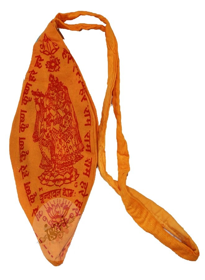 IS4A 2 pc Gaumukhi Jap Mala Bag (Hare Rama Hare Krishna Design) Indian Handicraft Cotton Gomukhi Japa Mala Chanting Bag, Prayer Mala Japa Jholi for Mantra Jap, Japa Meditation & Yoga Prayer Bag - Image 2