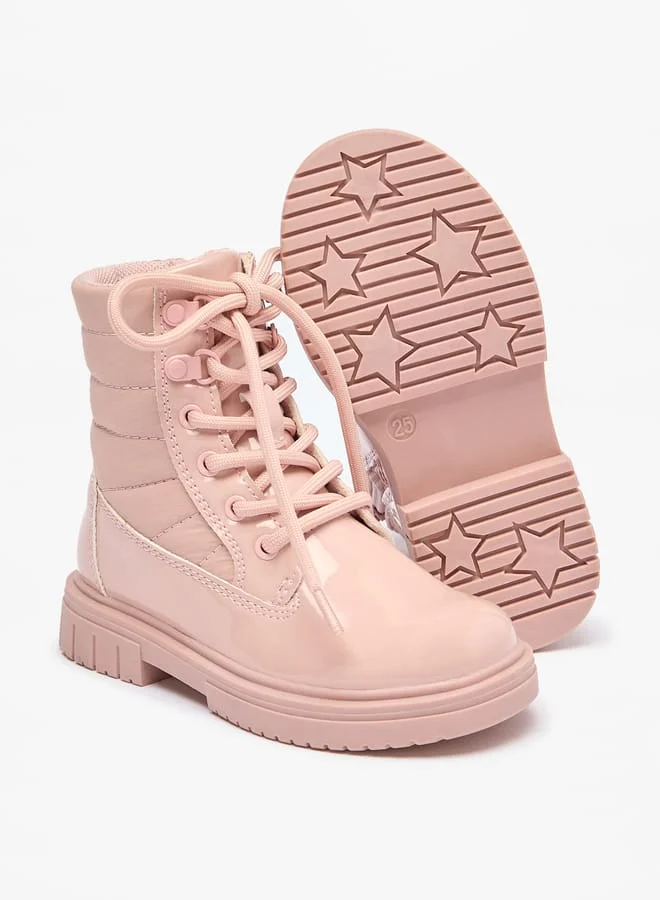 لي كوبر Girls Quilted Low Ankle Boots with Zip Closure