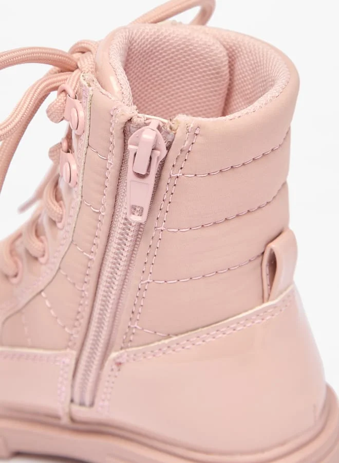 لي كوبر Girls Quilted Low Ankle Boots with Zip Closure