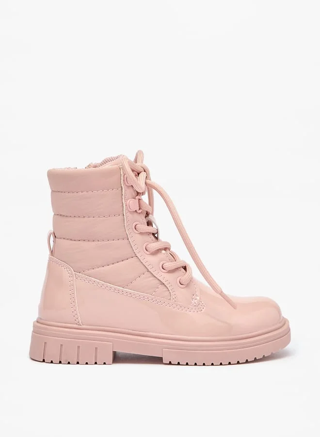 لي كوبر Girls Quilted Low Ankle Boots with Zip Closure