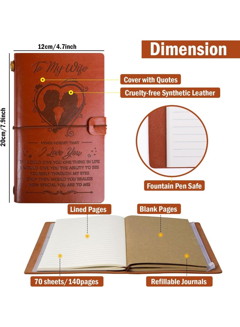 DIOTTI “To My Wife” Refillable Leather Journal – Romantic A6 Notebook with Inspirational Message, Perfect Gift for Wife from Husband for Birthday, Anniversary, Valentine’s Day, or Any Special Occasion - Image 2