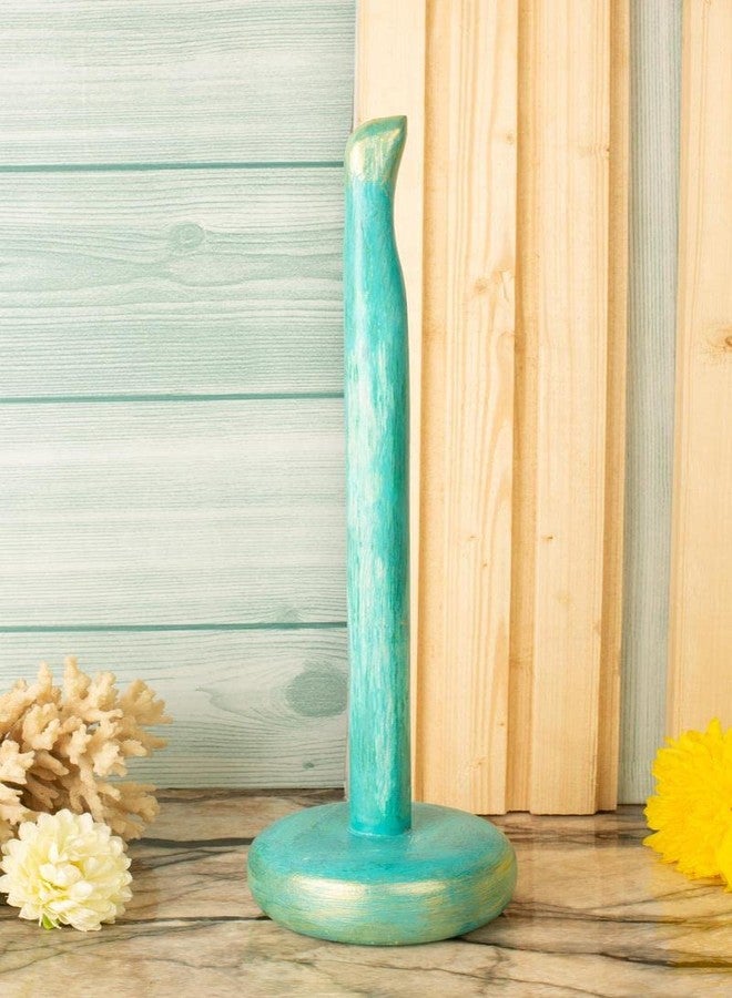 AD ARTS Indian Essence by AD Arts Aquamarine Blue Wooden Tissue Holder Stand Roll Contemporary Paper Towel Roll Stand Napkin Holder for Bathroom Use - Image 1