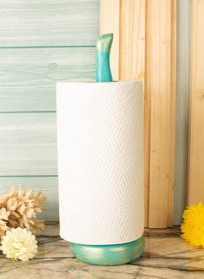 AD ARTS Indian Essence by AD Arts Aquamarine Blue Wooden Tissue Holder Stand Roll Contemporary Paper Towel Roll Stand Napkin Holder for Bathroom Use - Image 2