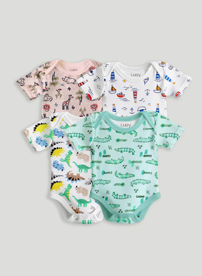 لؤي 100% Organic Cotton  Based Onesies | Sleepsuits| Night Suits|Jumpsuit | Wondersuit for Baby Boys & Baby Girls, New-Born, infants,Toddlers_ Including Vibrant Pattren & Colors Create festive look