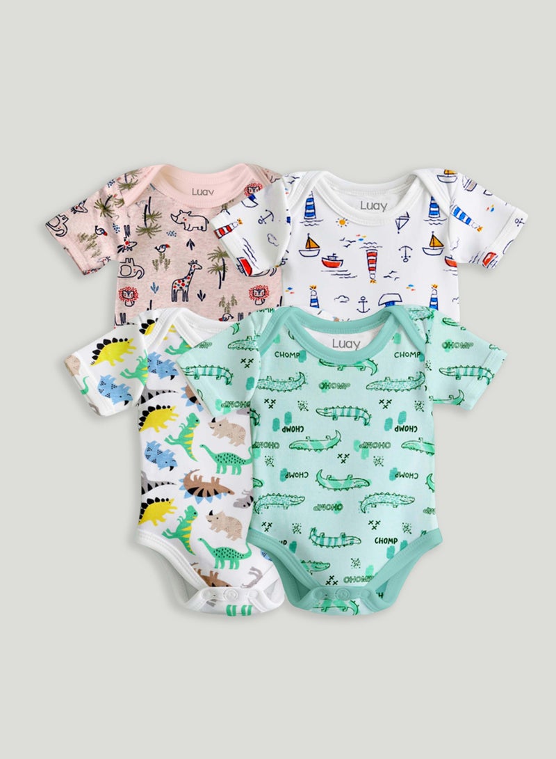 LUAY 100% Organic Cotton  Based Onesies | Sleepsuits| Night Suits|Jumpsuit | Wondersuit for Baby Boys & Baby Girls, New-Born, infants,Toddlers_ Including Vibrant Pattren & Colors Create festive look  - Image 1