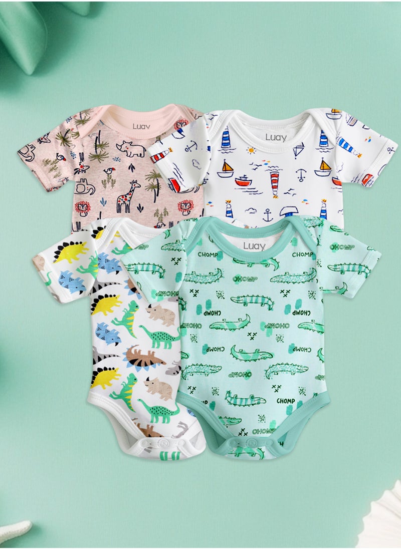 LUAY 100% Organic Cotton  Based Onesies | Sleepsuits| Night Suits|Jumpsuit | Wondersuit for Baby Boys & Baby Girls, New-Born, infants,Toddlers_ Including Vibrant Pattren & Colors Create festive look  - Image 1