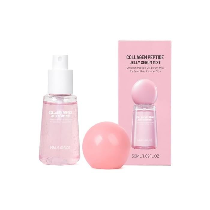 Aikertec Collagen Peptides Jelly Serum Mist, Hydrating Face Mist, Sprayable Hydrogel Moisturizer, For Dewy, Smooth, Radiant Skin, Korean Travel Size Gift for Women, Self Care Essentials, 1.69 fl oz