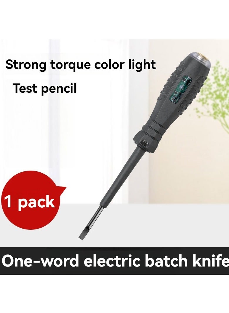 Multifunctional test pen high torque LED high brightness color photoelectric pen flat screwdriver test pen electrician special  - Image 1