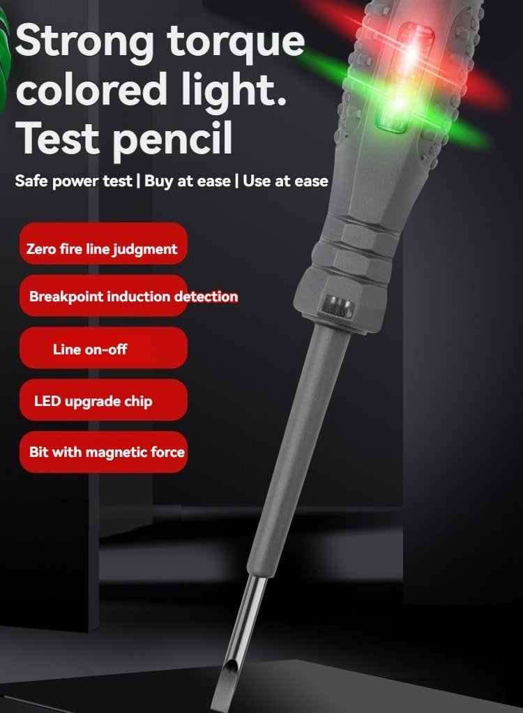 Multifunctional test pen high torque LED high brightness color photoelectric pen flat screwdriver test pen electrician special  - Image 5