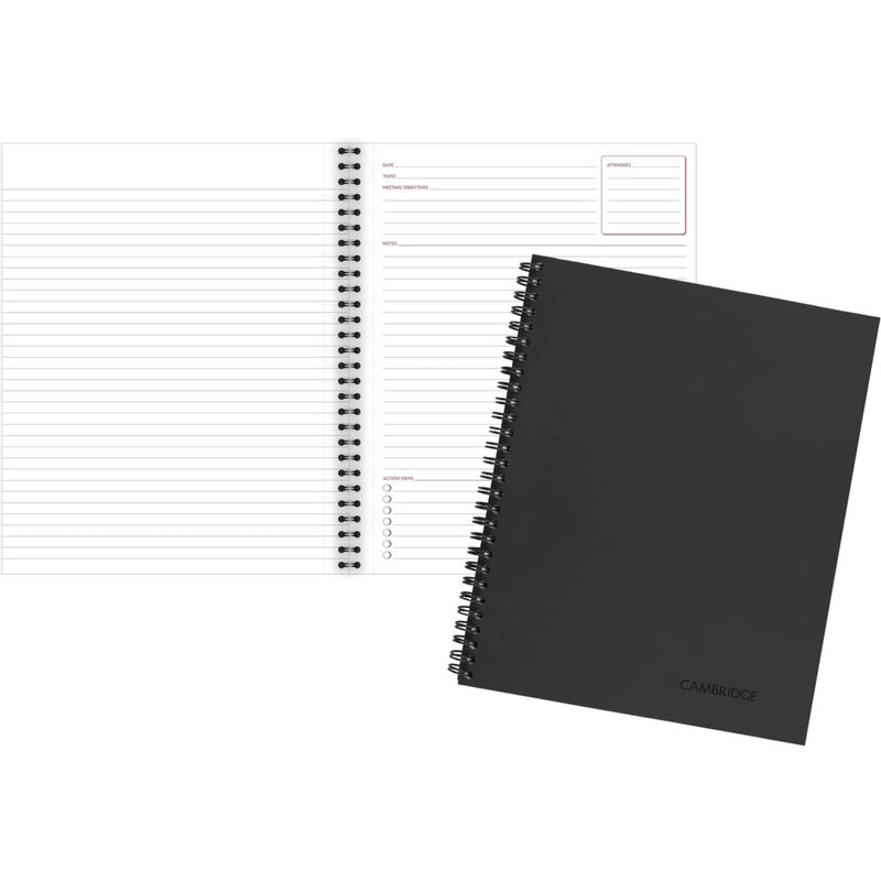 Cambridge Notebook, Business Notebook, 8-1/4" x 11", 80 Sheets, Ruled, Meeting Notes, Flexible Cover, Wirebound, Gray (06132) - Image 1