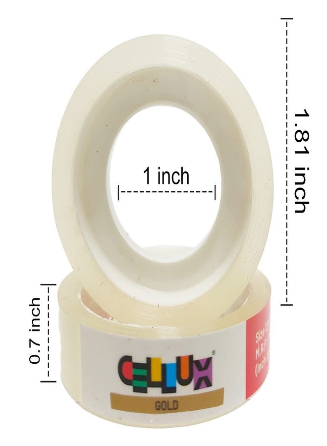 CELLUX 12 Rolls Gold Transparent Tape Refills, Clear Tape, Cello Tape, All-Purpose Transparent Glossy Tape for Office, Home, School - 0.5" Inch X 9 Meter Per Roll - Image 2
