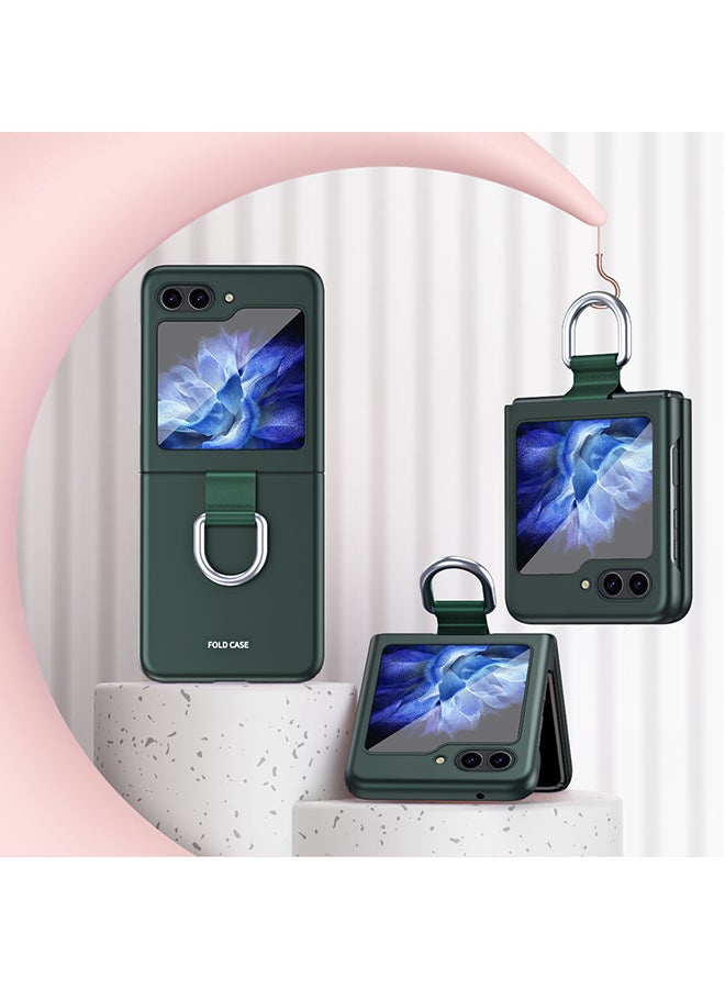 O Ozone Case for Samsung Galaxy Z Flip5 5G Cover with Ring Holder Hard PC Phone Case Shock-proof Anti-scratch Protective Phone Bumper Cover - Green  - Image 2