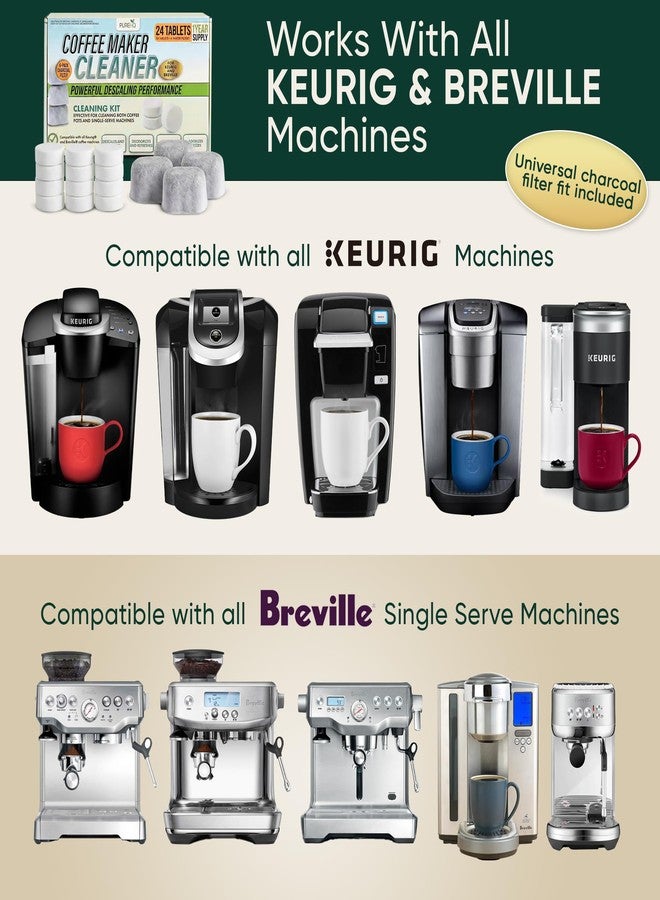 PUREHQ Coffee Maker Cleaner Tablets – 24 Count, Descaling Tablets for Keurig and Breville Machines – Includes 6 Water Filter Cartridges – Deep Cleaning Descaler Tab for Espresso & Single-Serve Coffee Makers - Image 2
