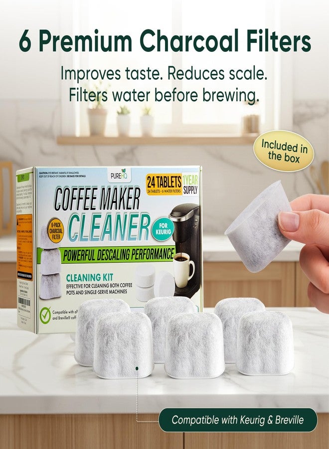 PUREHQ Coffee Maker Cleaner Tablets – 24 Count, Descaling Tablets for Keurig and Breville Machines – Includes 6 Water Filter Cartridges – Deep Cleaning Descaler Tab for Espresso & Single-Serve Coffee Makers - Image 5