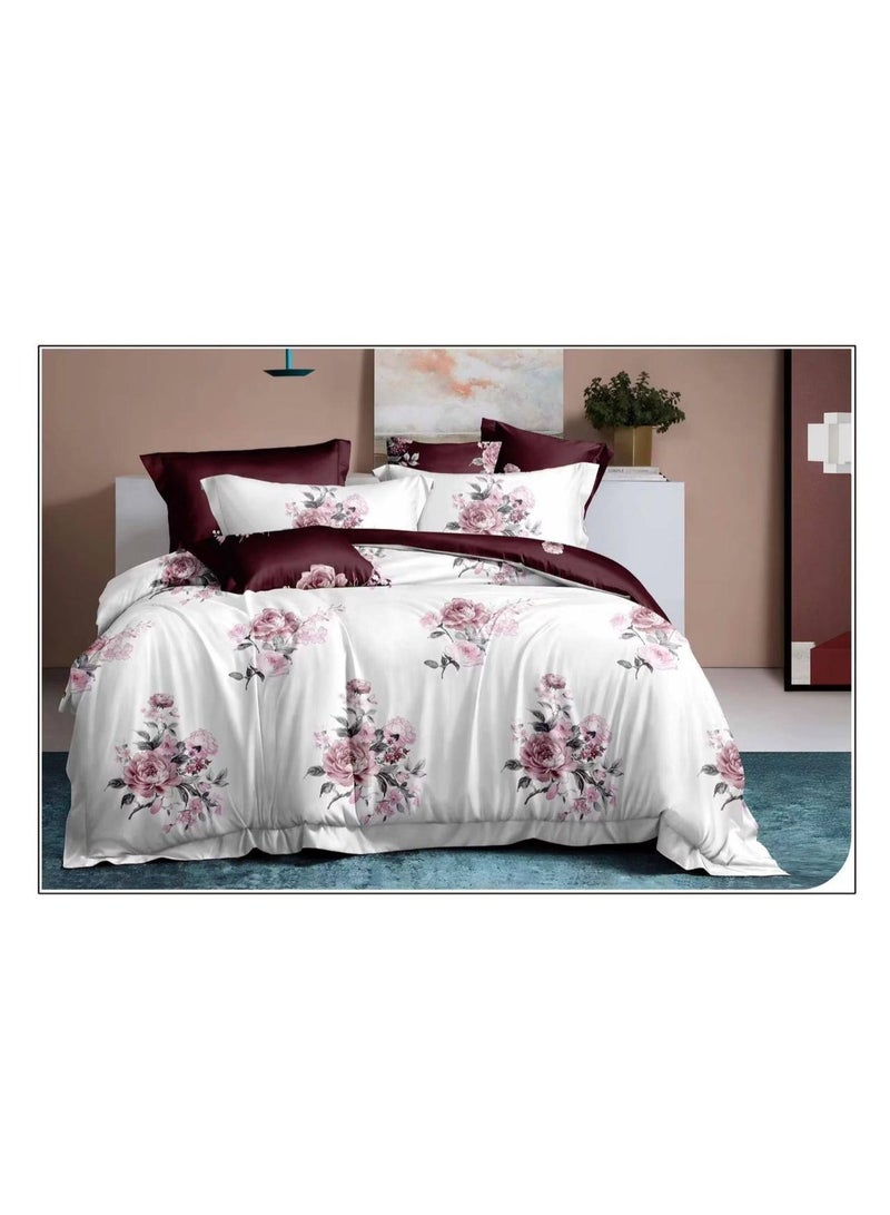 طقم سرير ملكي فاخر (6 قطع) – غطاء لحاف ناعم وقابل للتنفس 220x240 سم من القطن