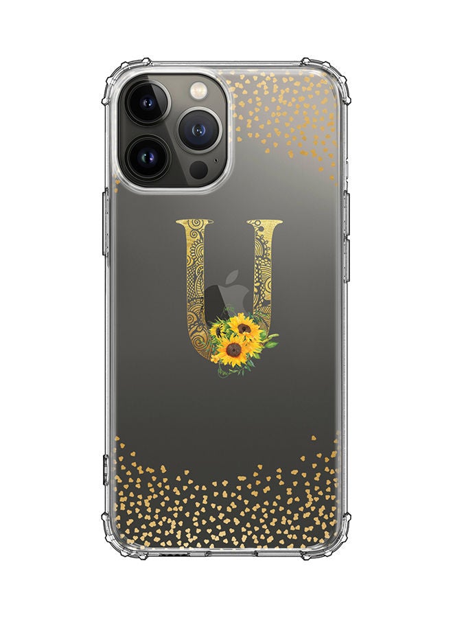 Stylizedd Monogram Design Classic Clear Cover for Apple iPhone 13 Pro Max Case Soft TPU Gel Thin Transparent Flexible Cover - U - Image 1