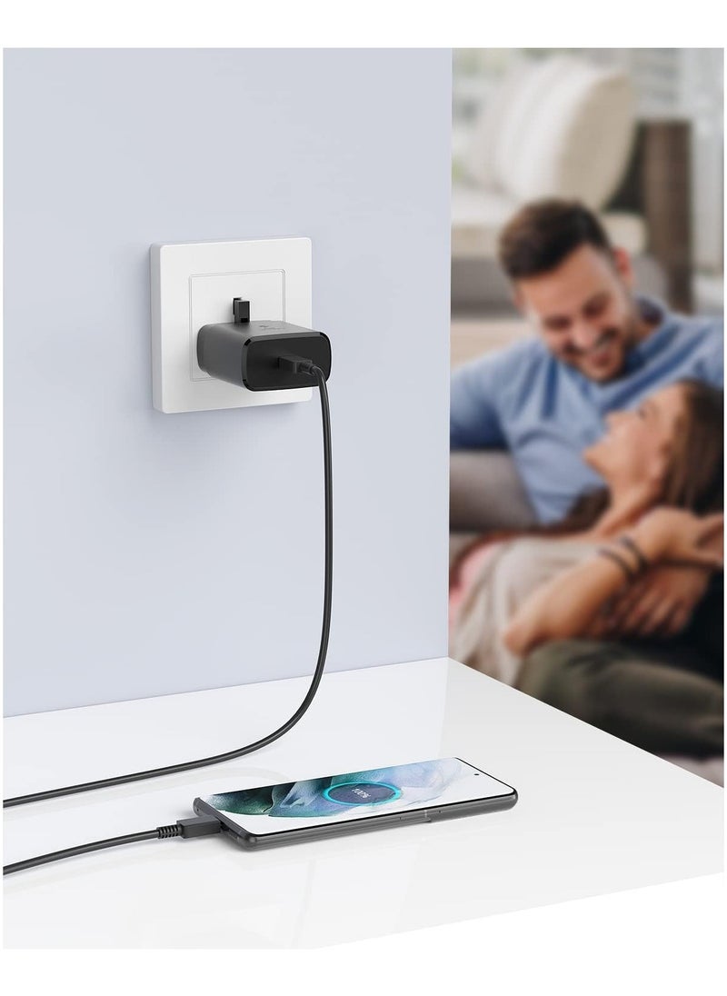 MMG - شاحن شحن USB C فائق السرعة بقدرة 45 واط مع كابل 1 متر - متوافق مع S24 S23 S22 S21 S20 Ultra، S24+ S23+ S22+ S21+، A53، A15، A 55، A54 - محول طاقة من النوع C، - Image 1