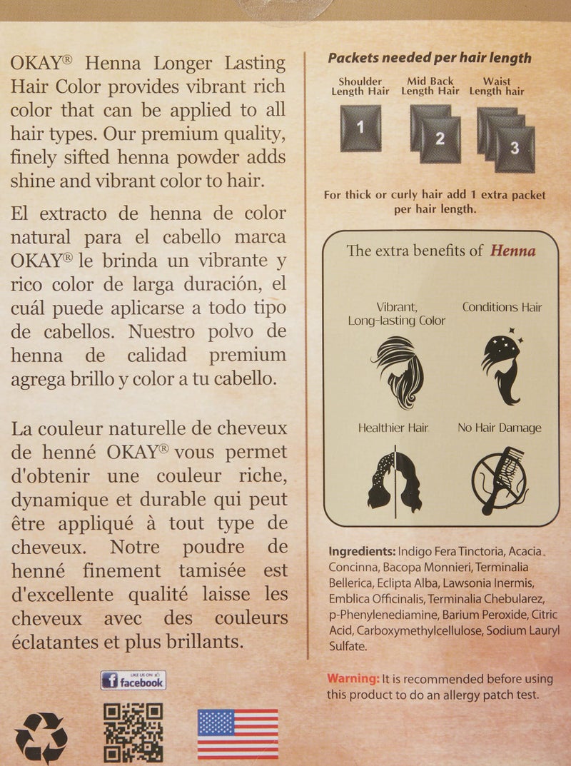 OKAY Pure Naturals Henna Hair Dye - Natural Black Henna Hair Dye with Indigo for Men and Women, Powder to Cover Gray Color, Beard Tint, Easy to Use Coloring - Black, 2 oz (Pack of 1) - Image 2